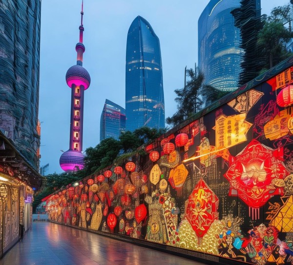 东方明珠城市文化墙